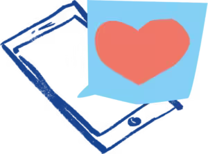 Illustration av telefon och hjärta